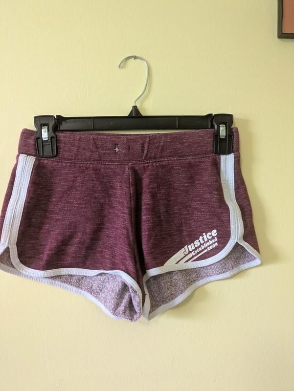 Justice Girls 9-10Y Maroon Navy Heathered Cotton Athletic Shorts 2 Pairs