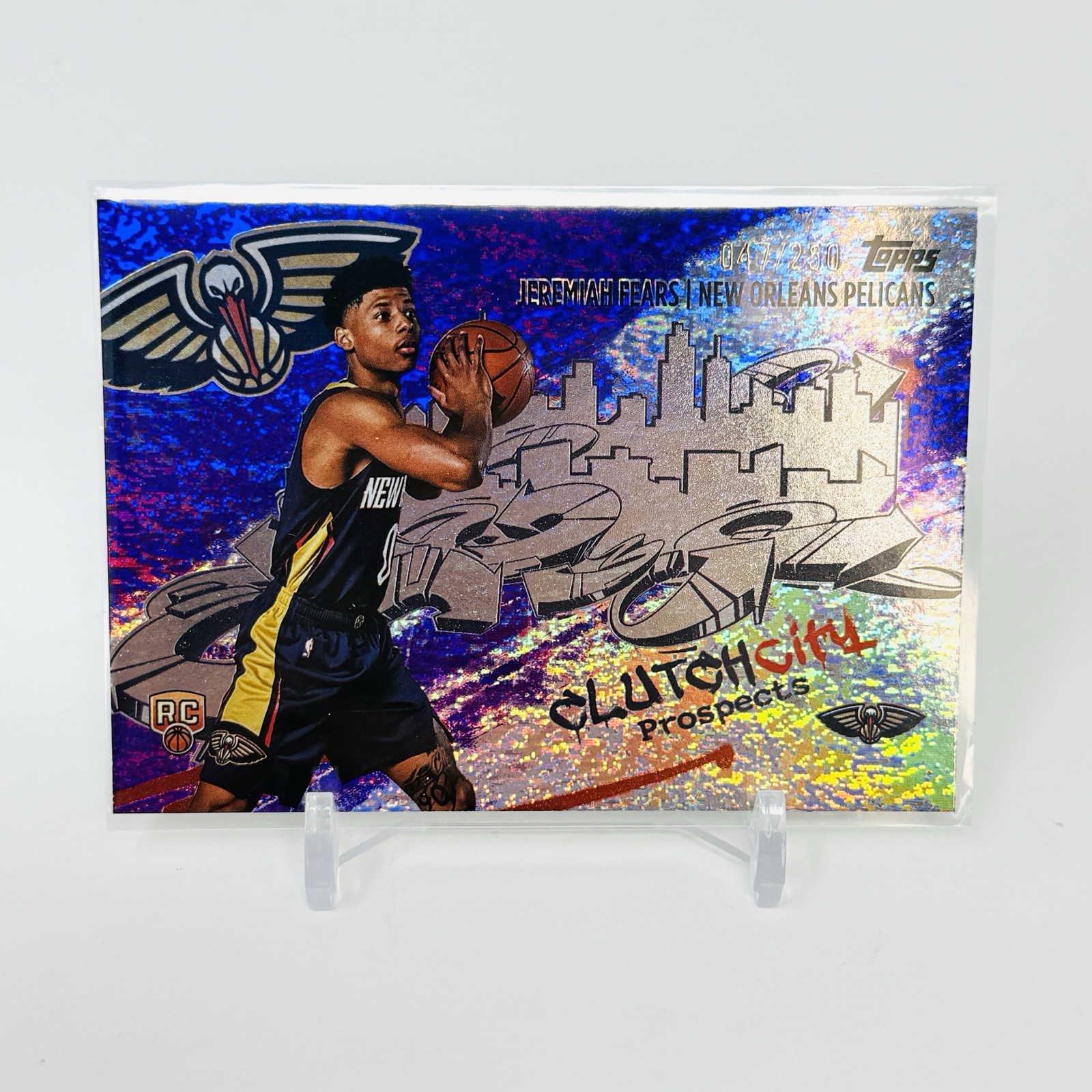 2025-26 Topps Jeremiah Fears RC Clutch City Prospects Purple Holo Foil #’d /250
