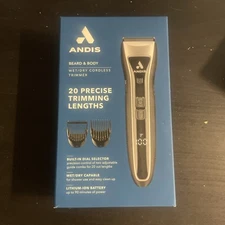 Andis Cordless Beard Trimmer, Lithium Ion T-Blade Trimmer wbuilt in dial New
