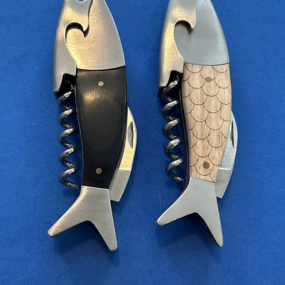 (2) KIKKERLAND Calidad Madera Pescado Camareros Sacacorchos Vino Llaves Abridores Foto 3 de 4