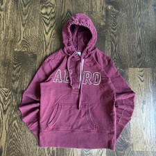 Aeropostale Hoodie Womens XS Burgundy Maroon Aero 1987 Henley Pullover Y2K Logo