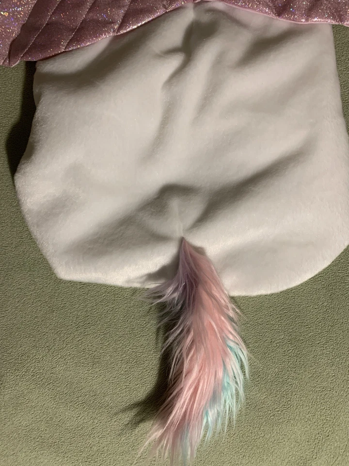 Disfraz Unicornio Mascota Perro Gato Talla M Cuerno Dorado Alas Rosa Arco Iris Piel Cola Melena Nuevo sin Etiquetas Foto 3 de 4