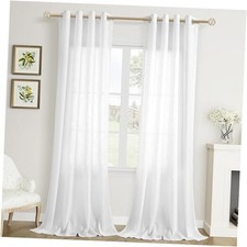 Linen Curtains 84 Inches Long for Living Room 2 52"W x 84"L Pack of 2 White
