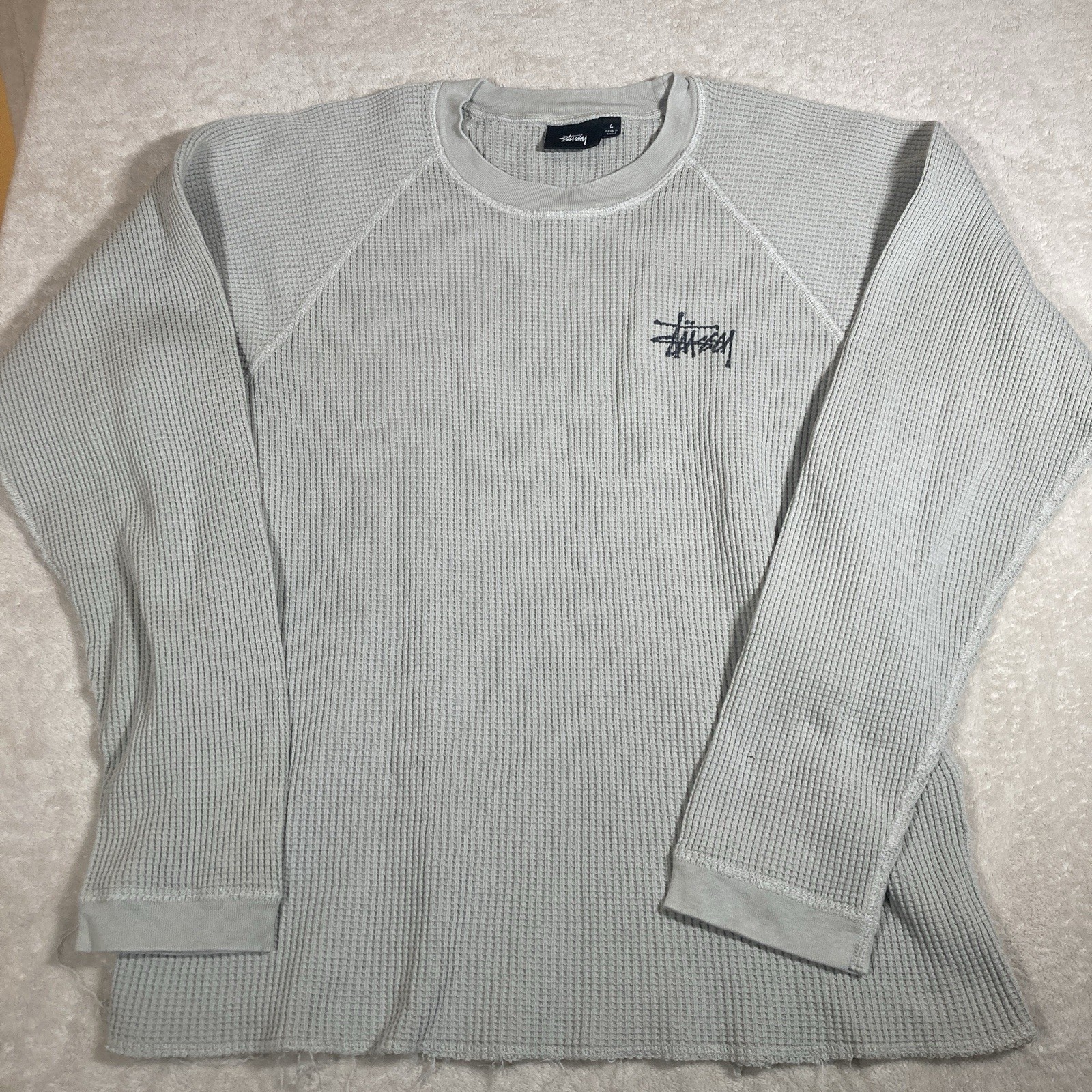 Stussy Basic Thermal Raglan Thick Long Sleeve Waf… - image 3