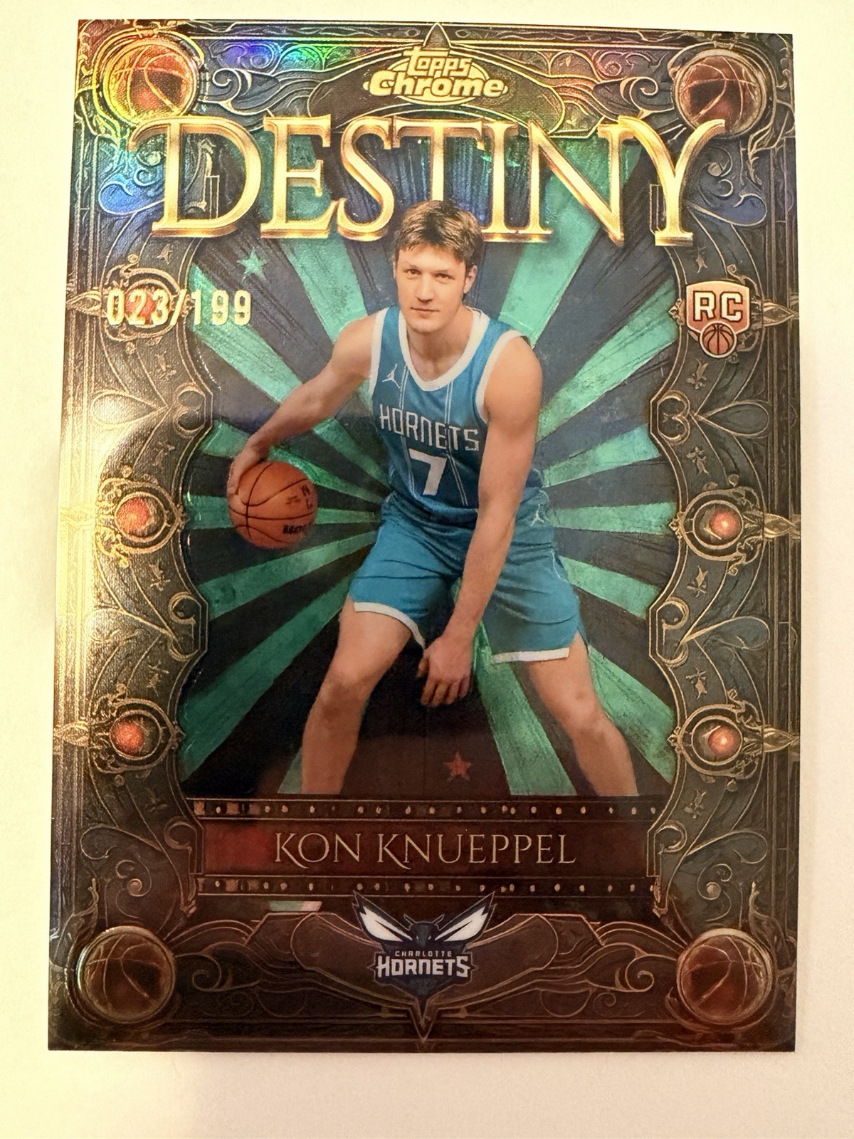2025-26 Topps Chrome - Kon Knueppel - Destiny Aqua Refractor /199 Color Match