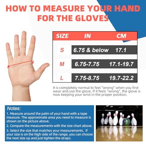 Bowling Gloves, Bowling Wrist Brace, Bowling Wrist Support, Right Hand M