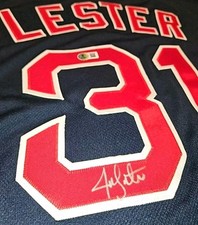 Majestic Jon Lester Autographed Boston Red Sox Authentic Beckett COA Navy Jersey