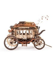 Wooden Music Box Puzzle Stagecoach Model, Adult 3D Assembly Toy Kit