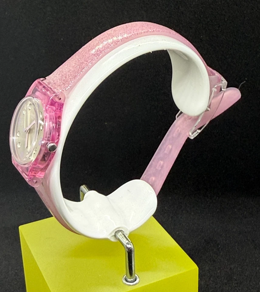 SWATCH LK392 GLITTER CELESTE WOMEN'S PINK TRANSPARENT WATCH SWISS MADE QUARTZ - image 4 of 4