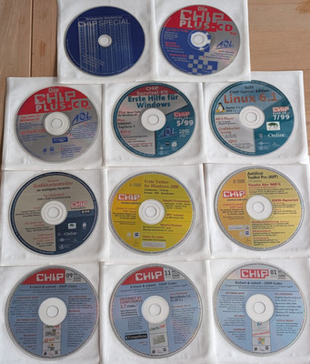 11x CHIP Magazin CDs Konvolut 1997-2003 Retro PC Software Linux Windows 95 2000