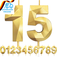 Kerzen Zum 15. Geburtstag, Zahl 15, Goldene Geburtstagskerzen FüR Kuchen, Diaman