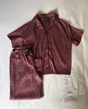 BCBGMAXAZRIA - Purple Satin Leopard Print Button-Front Pajama Set - Size S