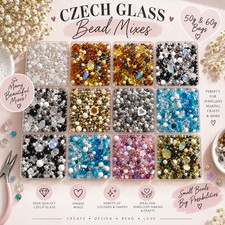Czech Glass Bead Mix 50g or 60g | Assorted Shapes & Sizes | Choose Colour