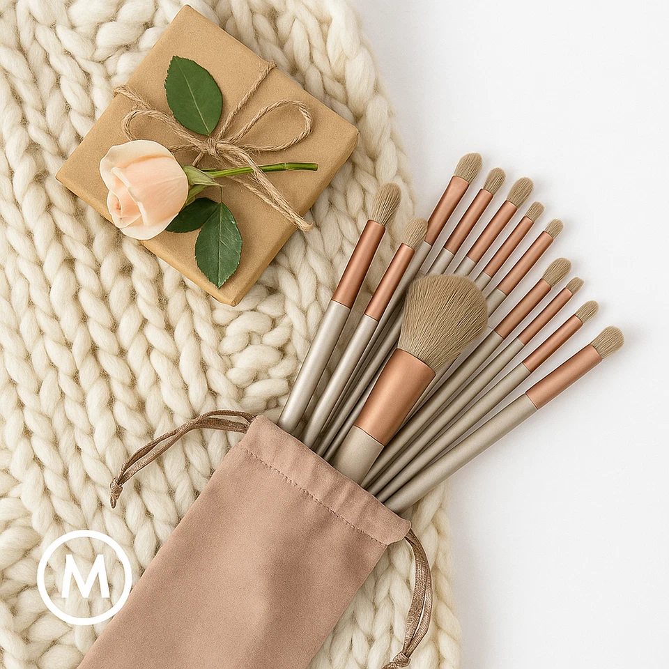 Make-up Pinselset 13-teilig weich mit Etui Lidschatten Rouge DE. - Bild 4 von 4