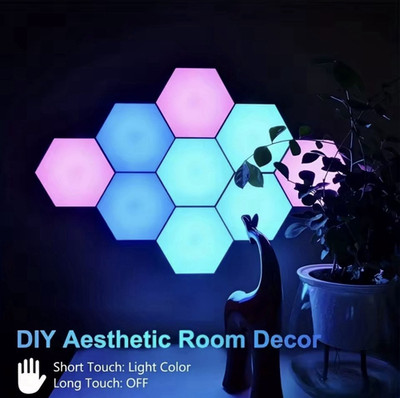 Touch Control Hexagon Modular LED Wall Panels, Color Changing, USB Powered