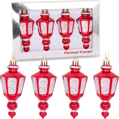 Christmas Concepts  4er Pack - 110 mm (4,3'') rot glitzernd festlich Windlicht Kugeln