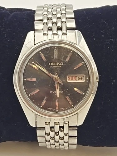 Vintage Seiko Autoamtic 36mm Black Day/Date Dial Men's Watch 7006-8007