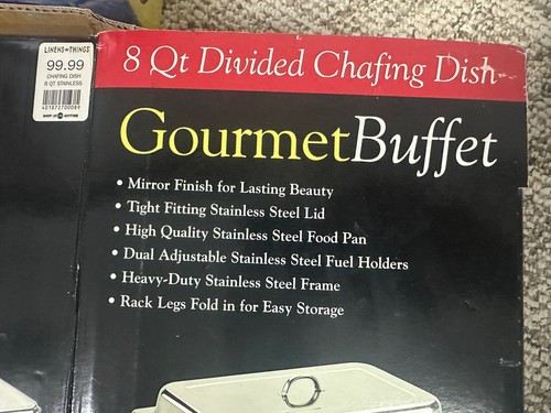 NUOVO Gourmet Buffet 8 Qt (Quart) Piatto Sfregamento Diviso Acciaio Inox Nuovo con scatola $99 - Foto 5 di 5