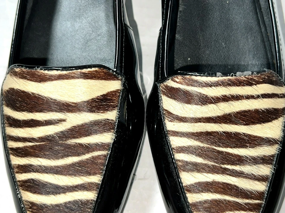 Мокасины Antonio Melani Empire черные лакированная кожа зебра мех туфли на плоской подошве 6,5 M - Изображение 2 из 4