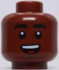 Lego Star Wars Reddish Brown Head Smile Teeth White Pupils Scared Finn