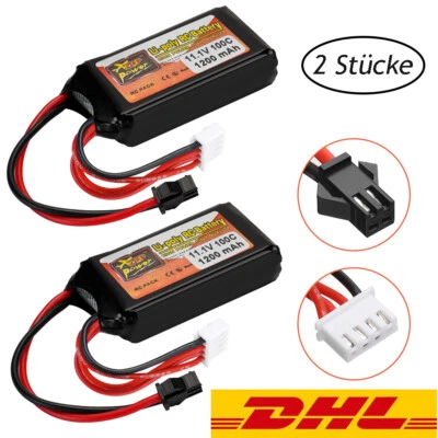 ZOP POWER 2x 11,1V 1200mAh 100C 3S Akku SM 2PIN Stecker LiPo Batterie für RC Auto Flugzeug
