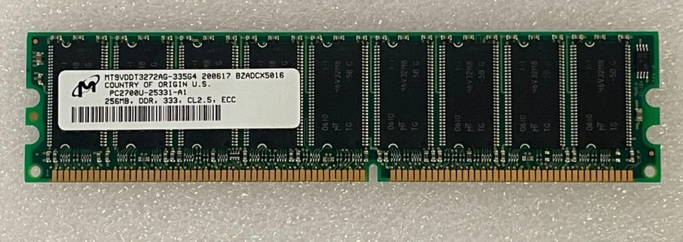 Módulo de memoria con tecnología de micrones MT9VDDT3272AG-335G4 DDR SDRAM 256 MB 184-UDIM Foto 2 de 3