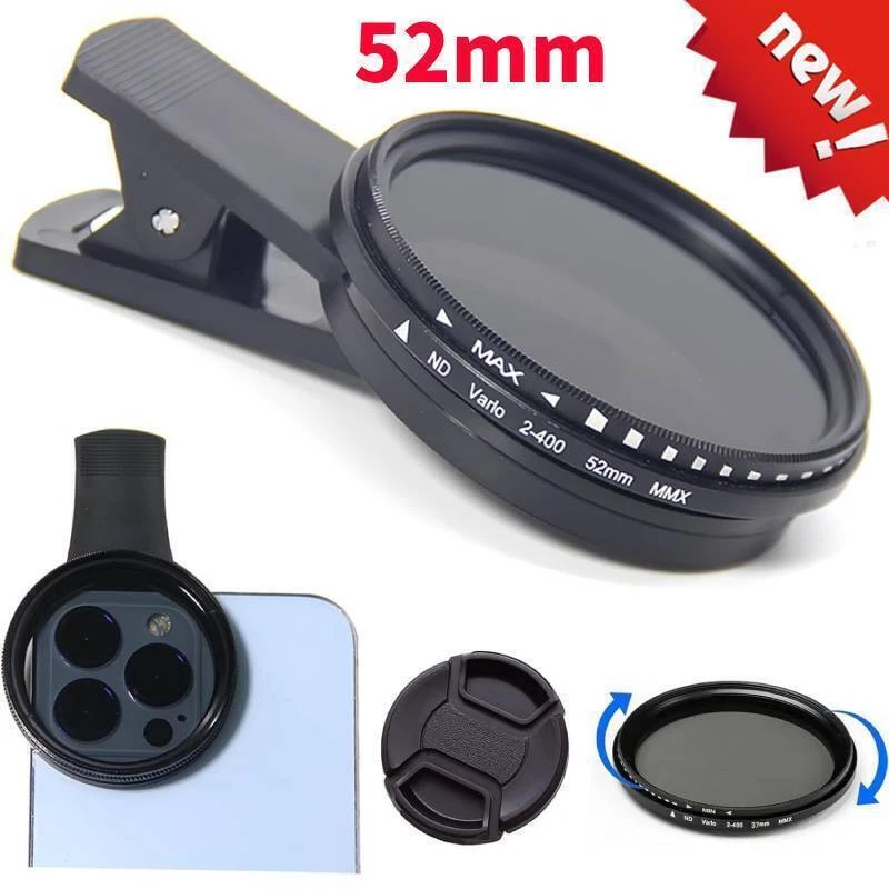 52mm Lens Filter ND2 To ND400 Lens+clip+lens cover+bagFor Phone Camera Kit USA - Image 4 of 4