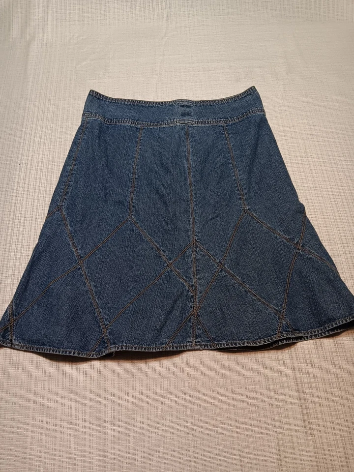 Falda vaquera Axcess Liz para mujer 8 acampanada baja puntada dorada Cottagecore Western Boho Foto 2 de 4