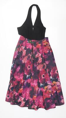 A.B.S Collection Damen Lila Blumen Polyestermischung Größe S Neckholder