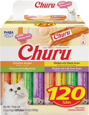 Churu Cat Treats, Lickable, Squeezable Creamy Pur e with Vitamin E, 0.5 Ounces p