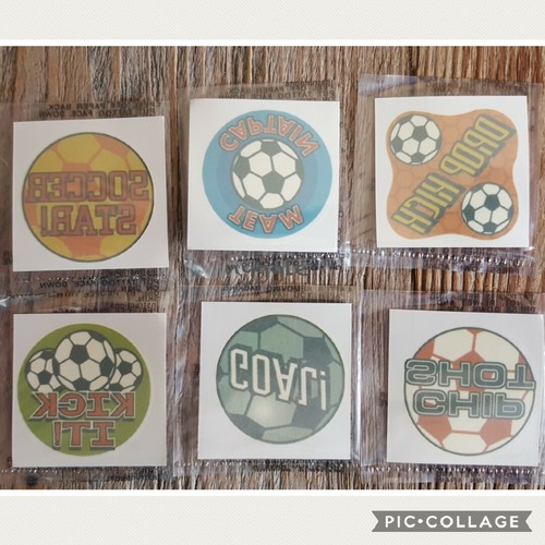 24 x Soccer Sports Football Tattoos Kids Party Favours Student Rewards Loot Bag - Picture 2 of 4