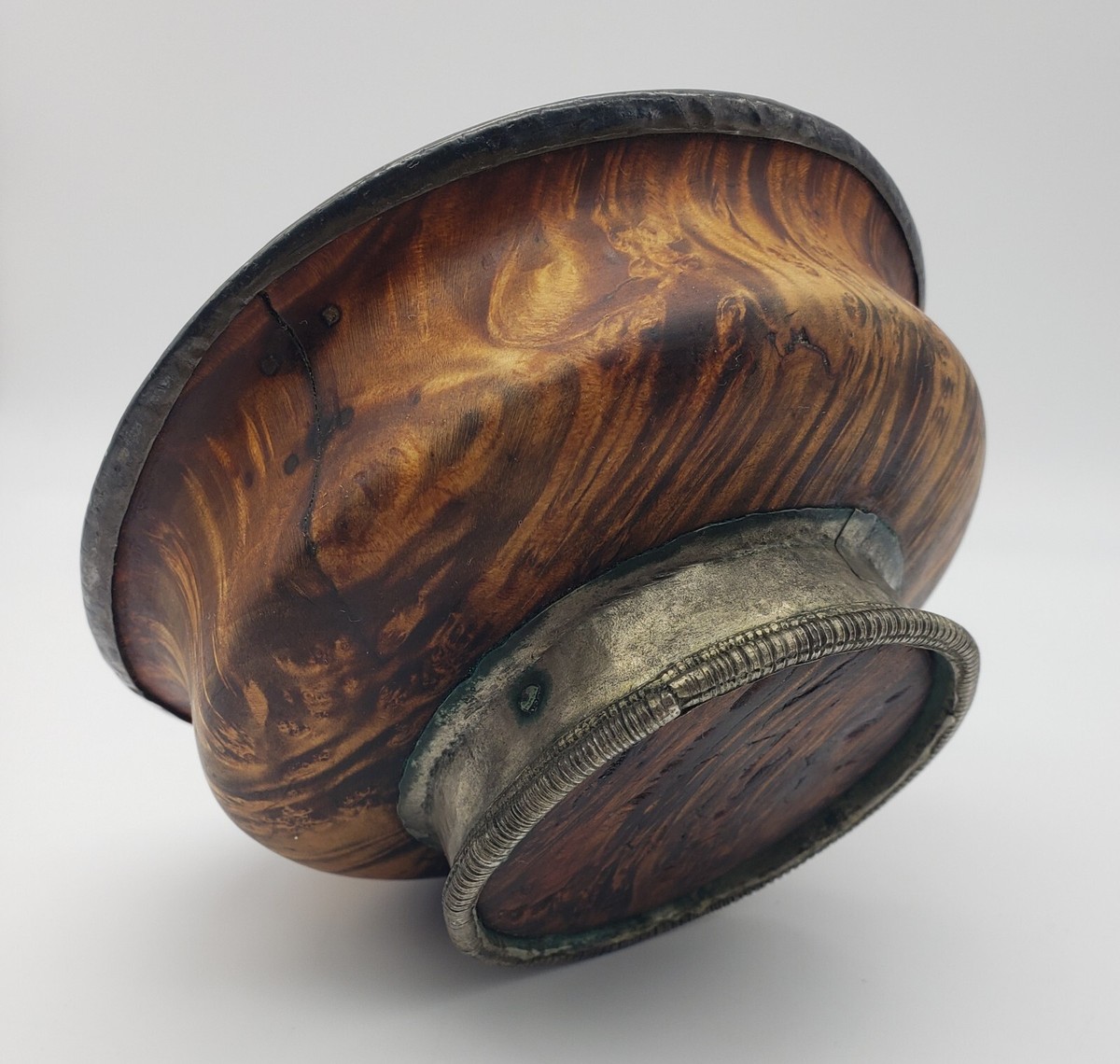 Antique Tibetan Jha Phor / Tsampa Burl Wood Tea Bowl W Antique Tibetan Jha Phor / Tsampa Burl Wood Tea Bowl W