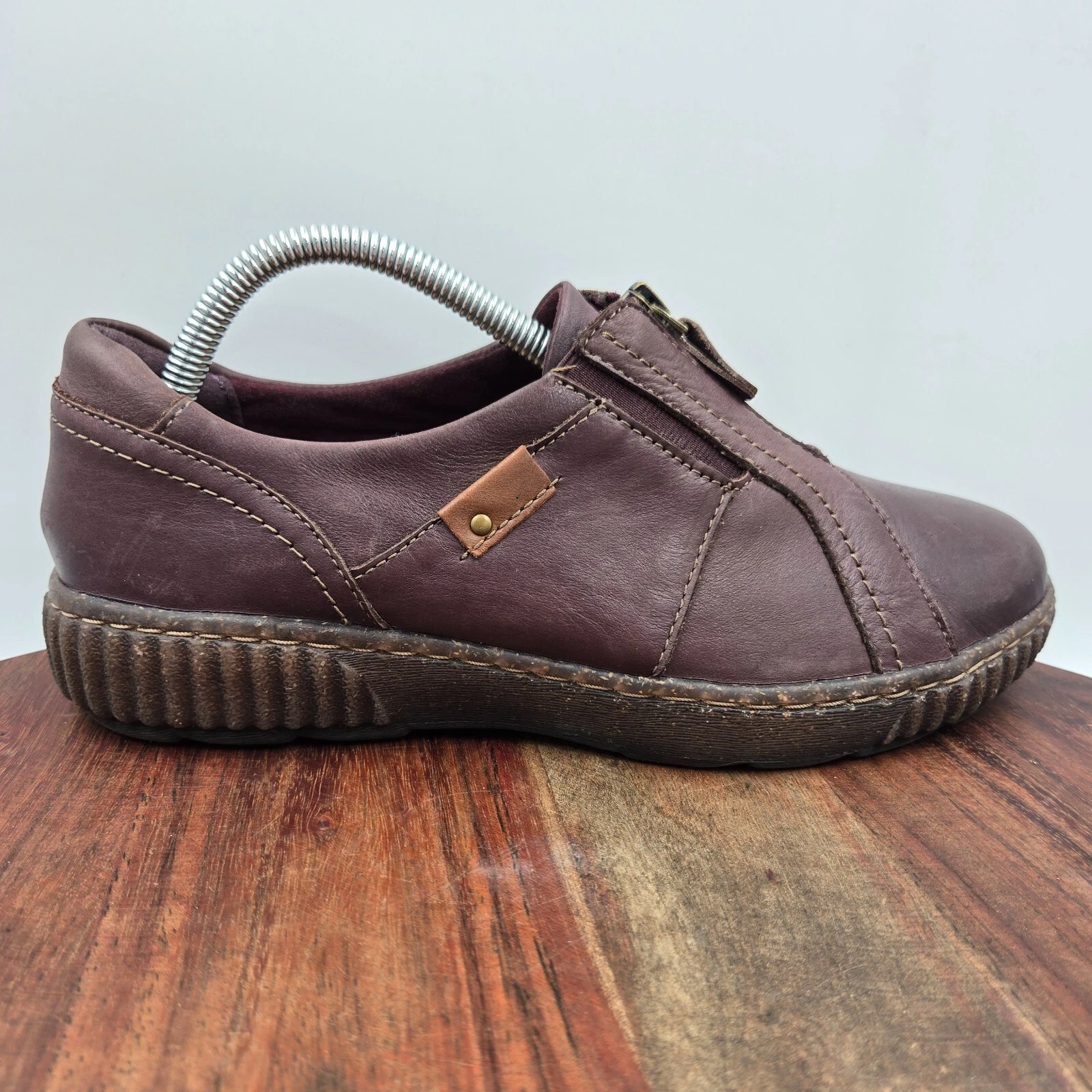 Scarpe Clarks Magnolia mocassini donna 8W larghi pelle viola comodi zip carriera
