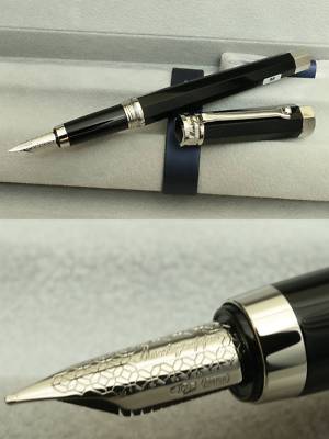 Montegrappa ''NEROUNO'' Fountain Pen, NIB: 18 k White Gold / M, Black, MSRP 715$
