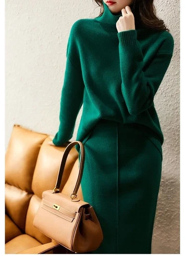 Autumn suit skirt 2 piece skirt set women winter sweater 2 piece outfit Sweater - Picture 12 of 28