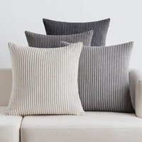 4Er Set Emema Kordsamt ZierkissenbezüGe 40X40 Cm Dunkelgrau Sofakissen
