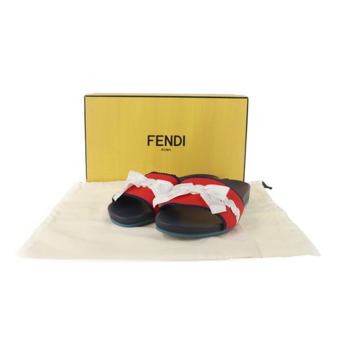 FENDI Sandals - Slide sandals Flat slippers ribbon reference size 9.4" Size... - Picture 8 of 8