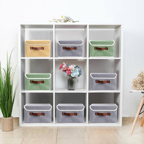 2/4/6Pcs Large & Small Fabric Storage Boxes Home Basket Container with Flip Lids - Picture 11 of 17