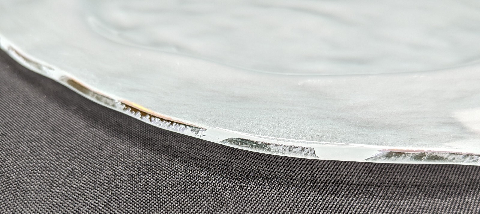 Annie Glass Frosted Freeform Platter Tray 12.5 in Gold Accent Signed Beach Ocean