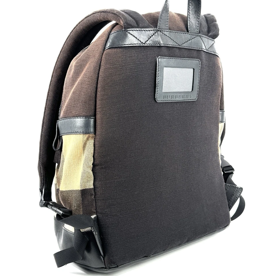 Mochila Burberry Mega Check beige lona auténtica Foto 2 de 4