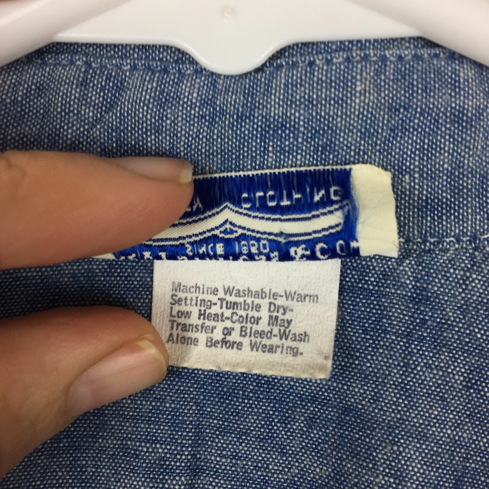 Camisa de mezclilla Levis de colección años 70 abotonada para mujer M Rockabilly Jeans cambray pinup Foto 4 de 4