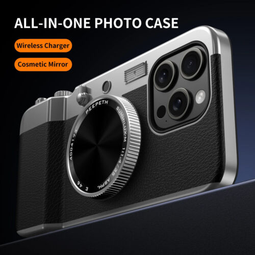 Custodia telefono fotocamera retrò 3D lusso antiurto back cover per iPhone 16 Pro Max 15 - Foto 2 di 34