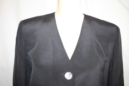 VIA SETA Norma Flanagan Black 100% Silk Blazer Womens Size 10/40-B138 - Picture 5 of 6