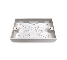 Double Twin 25mm White Wall Pattress Back Box 13 Amp,2 Gang Electric Socket