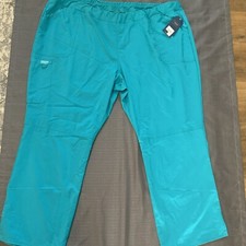 Cherokee Workwear Women s Scrub Pants Drawstring Teal/B 5XL 4Pkts New W/Tag