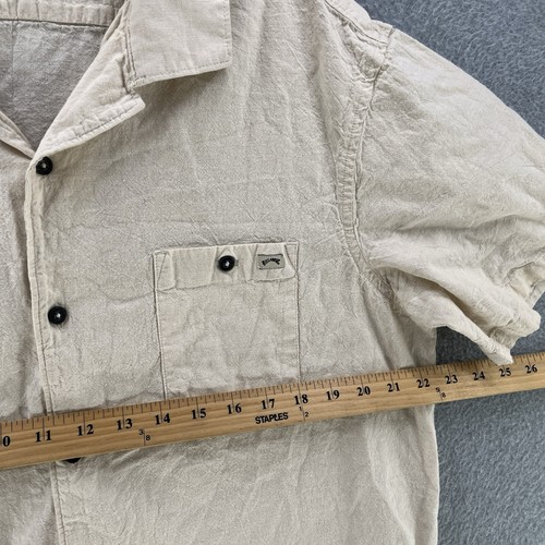 Billabong Mens Button Up XL X-Large Linen Blend Camp Collar Camisa Short Sleeve - 第 5/8 張圖片