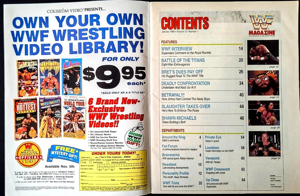 WWF MAGAZINE VFN UNDERTAKER vs NAILZ JANUARY 1993 SHAWN MICHAELS BRET HART MORE! - Image 3 of 4