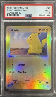 Pikachu Reverse Holo #72/100 - 2003 Pokemon EX Sandstorm - PSA 9