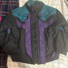 Vintage 90s ski jacket Black, purple, and tea...