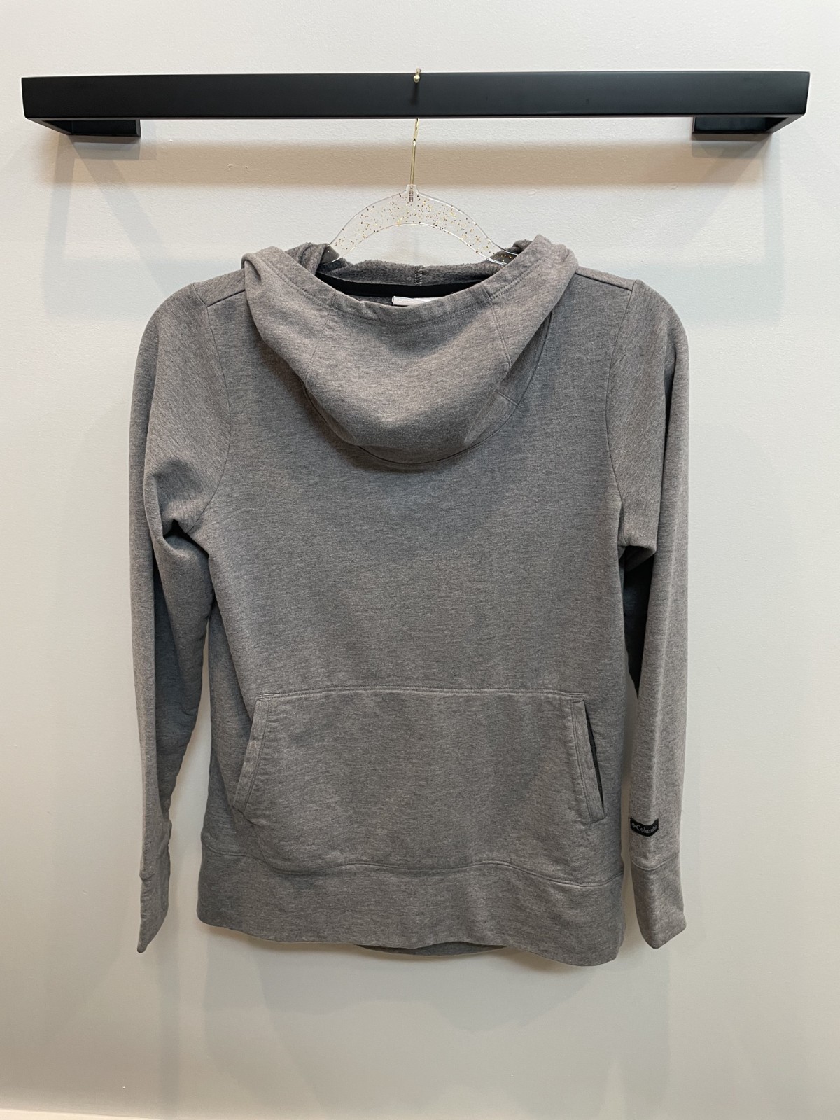 Columbia Hoodie Women XS Gray Lightweight Fleece Knit Mock Neck Casual Layering
